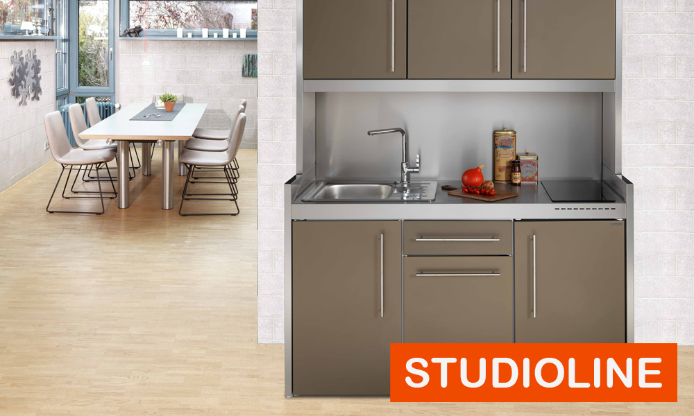 Küche Miniküche Küchenzeile Singleküche Metallküche Stengel 100 cm sand beige 