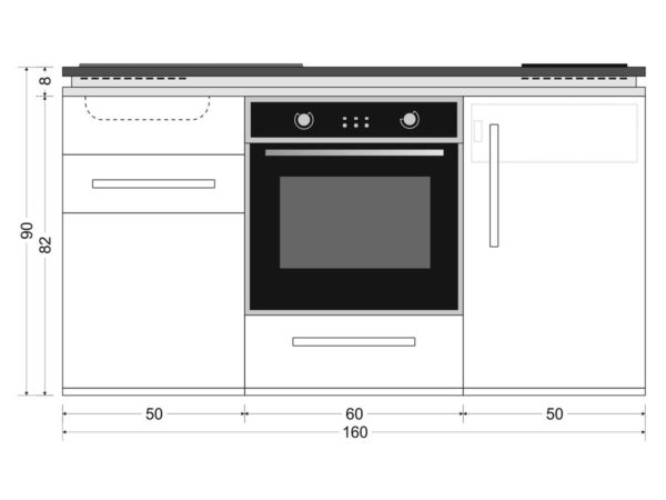 Abmessungen Designline MDB 160 Küche