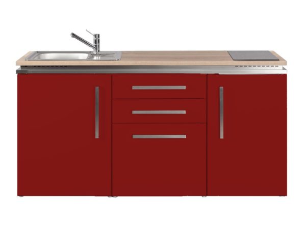 Metallküche Stengel MDM 170 Designline rot mit Kühlschrank