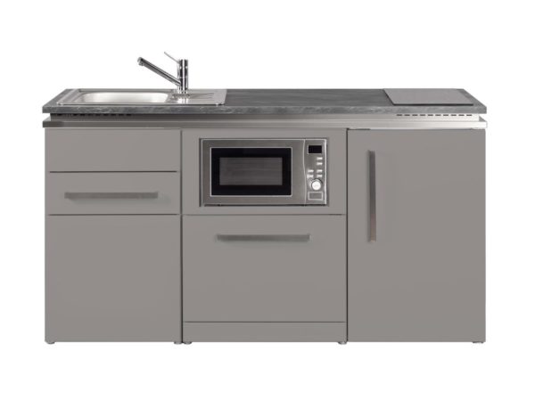 Singleküche Stengel MDGSM 160 Designline grau mit Kühlschrank
