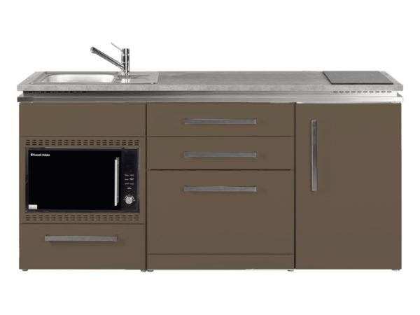 Designline Küche MDGSMOS 180 mokka mit Kühlschrank