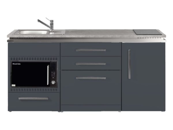 Singleküche MDGSMOS 180 grau mit Kühlschrank Designline